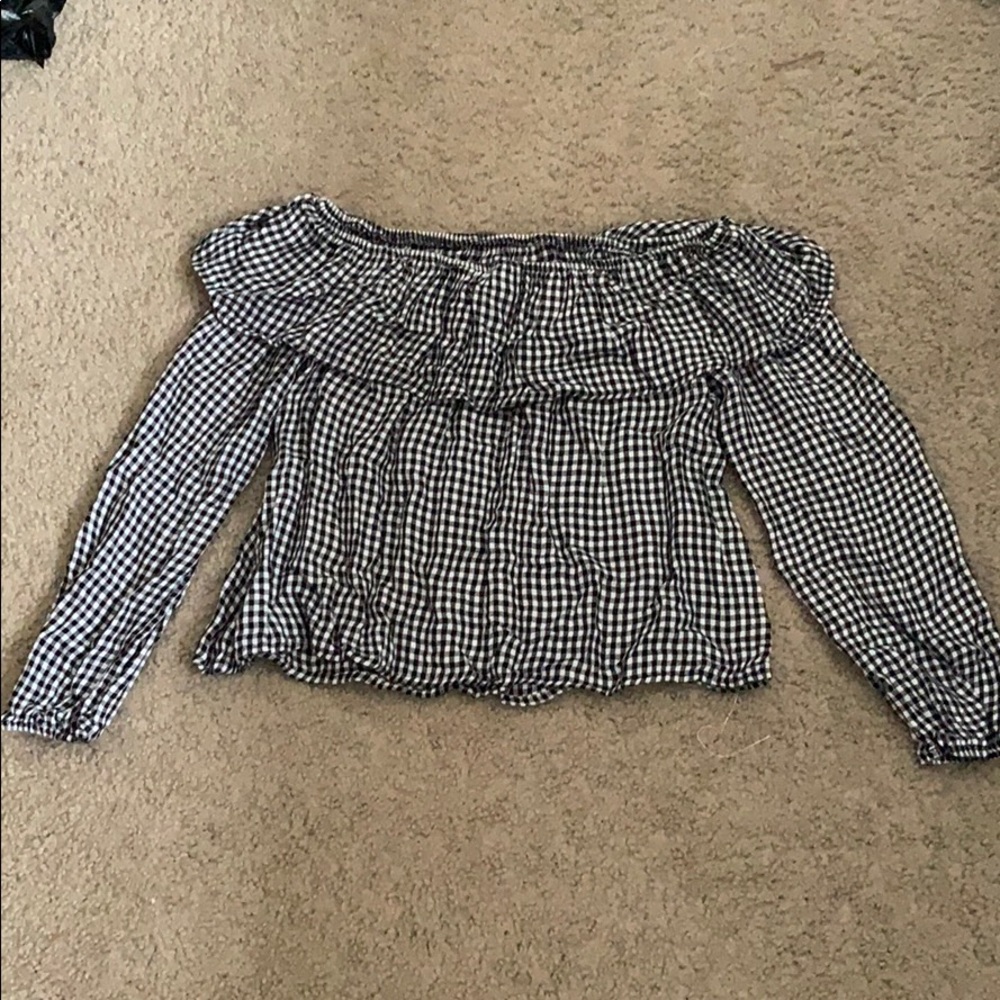 Black and white long sleeve blouse